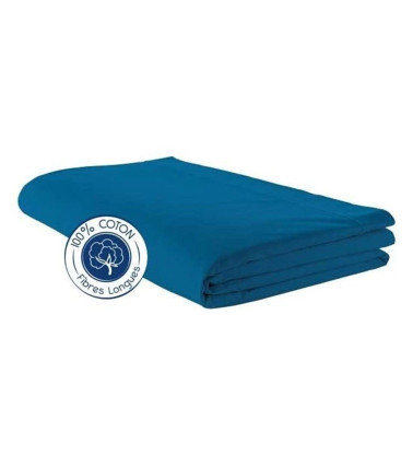 Drap de lit uni coton BLEU NAUTIQUE