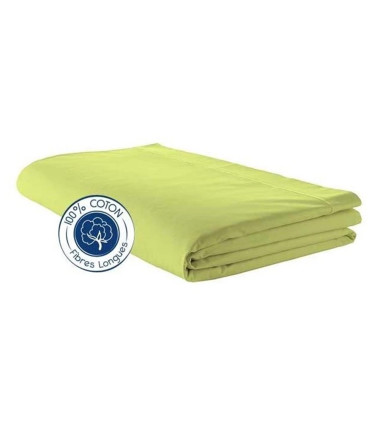 Drap de lit uni coton ANIS