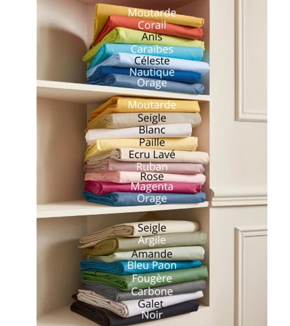 Drap de lit uni coton ANIS