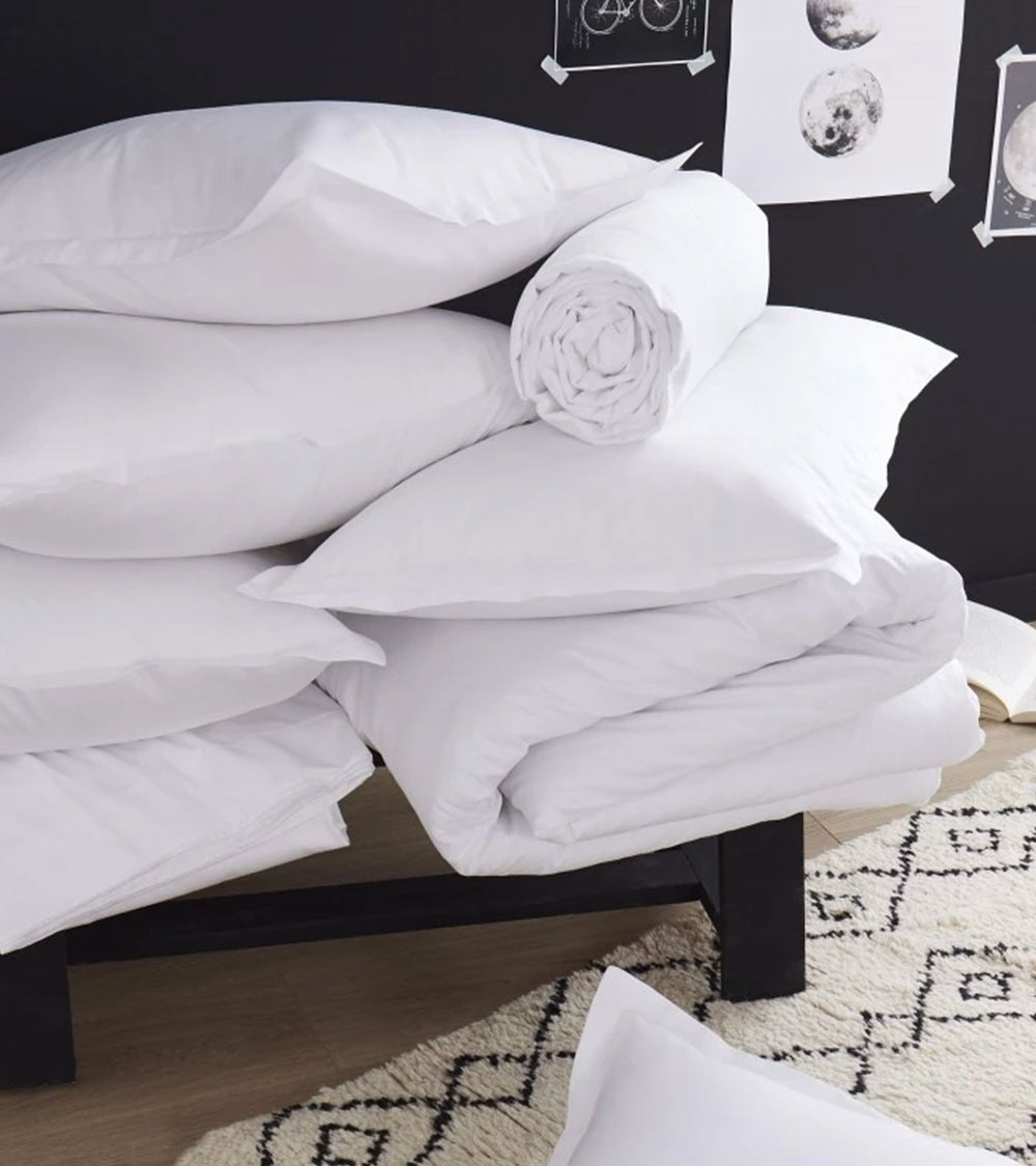 Taie d'oreiller unie satin de coton BLANCHE