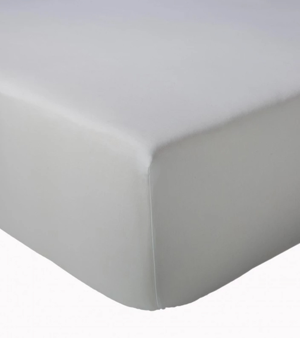 Drap housse uni satin de coton PERLE