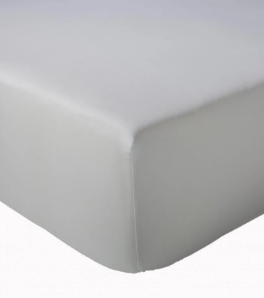 Drap housse uni satin de coton PERLE