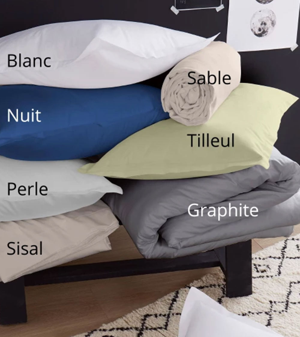 Housse de couette unie satin de coton PERLE