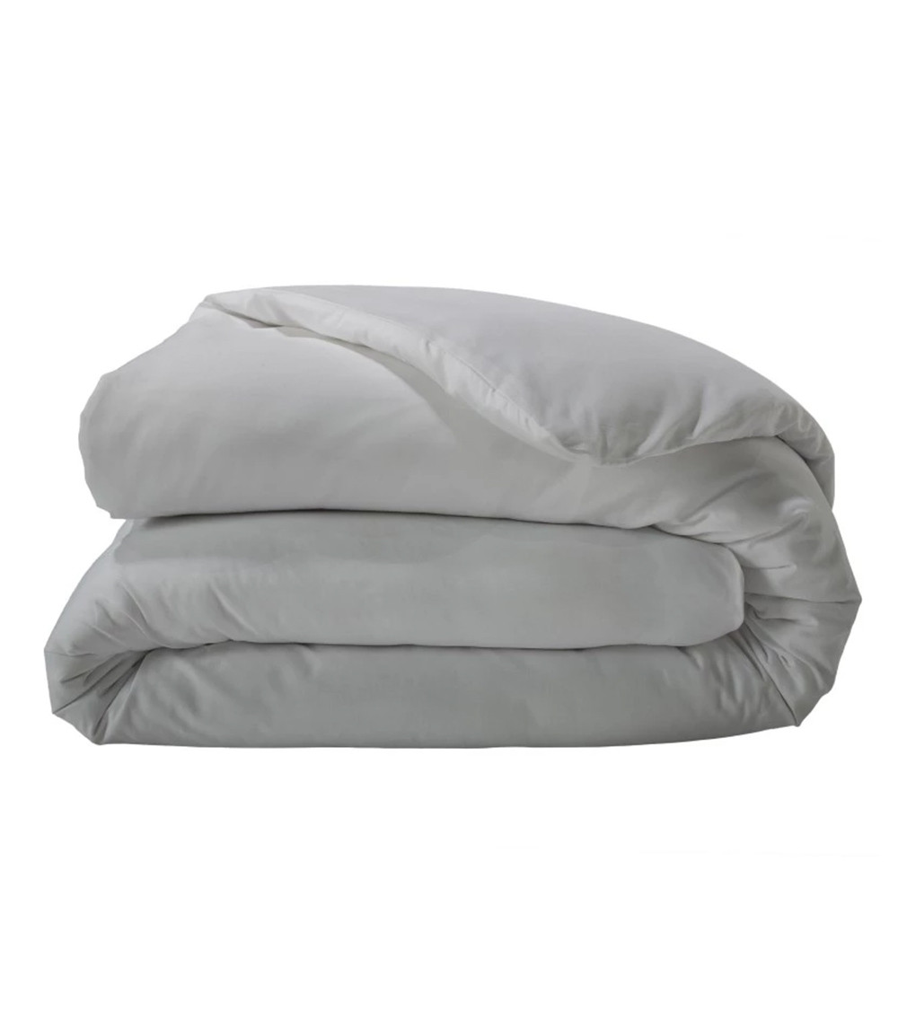 Housse de couette unie satin de coton PERLE