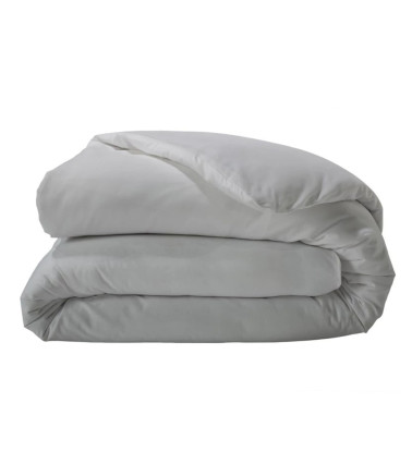 Housse de couette unie satin de coton PERLE