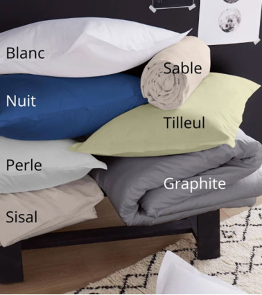 Drap housse uni satin de coton GRAPHITE