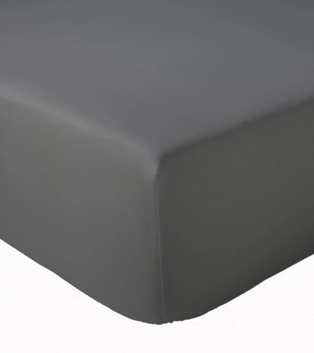 Drap housse uni satin de coton GRAPHITE
