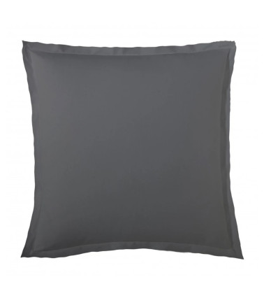 Taie d'oreiller unie satin de coton GRAPHITE
