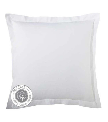 Taie d'oreiller unie en percale de coton BLANCHE