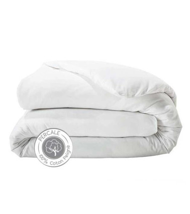 Housse de couette unie percale de coton BLANCHE