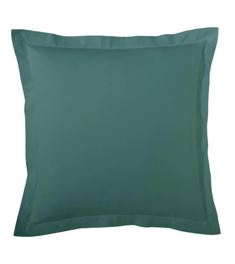 Taie d'oreiller unie en percale de coton ÉMERAUDE