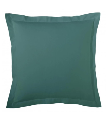Taie d'oreiller unie en percale de coton ÉMERAUDE