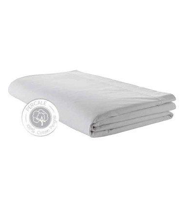 Drap de lit uni percale de coton NUAGE