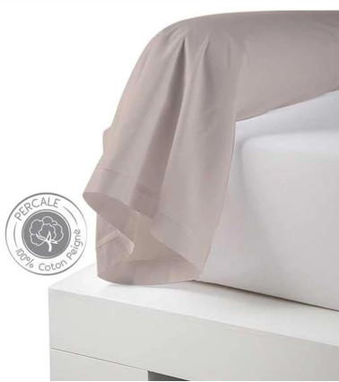 Taie de traversin en percale de coton uni LIN