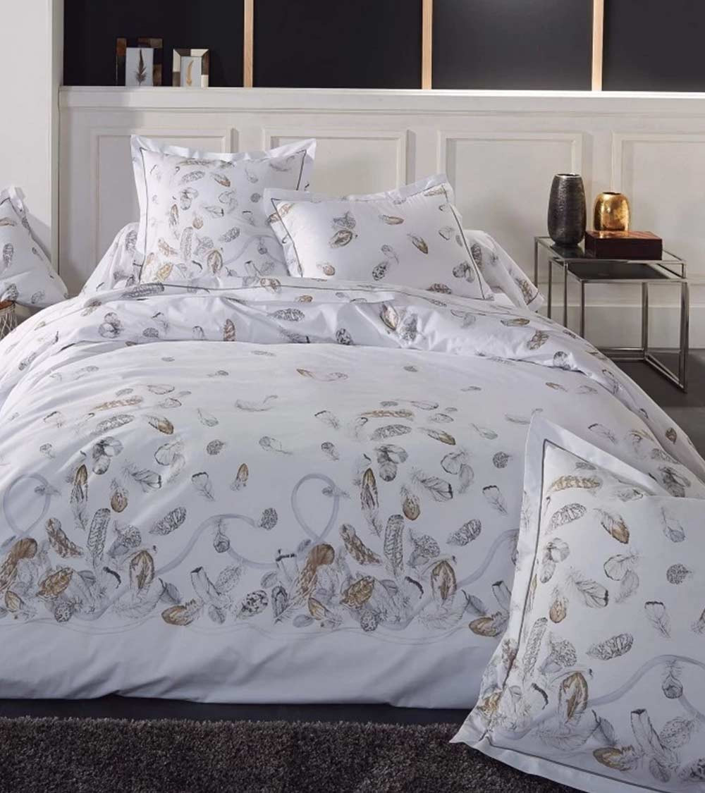 Taie de traversin percale de coton PLUMES