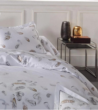 Taie d'oreiller percale de coton PLUMES