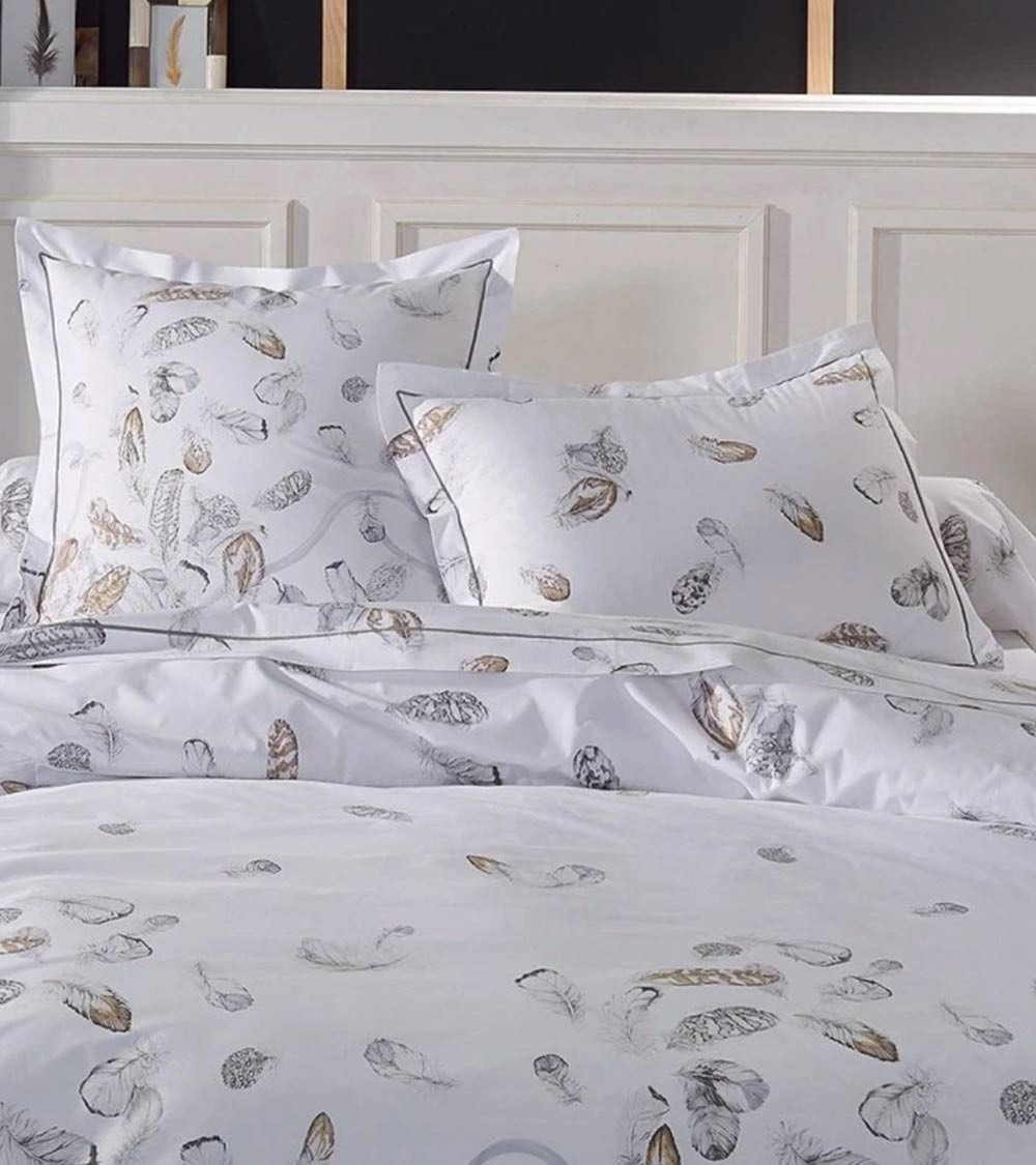 Taie d'oreiller percale de coton PLUMES