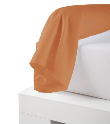 Taie de traversin unie en percale de coton COGNAC