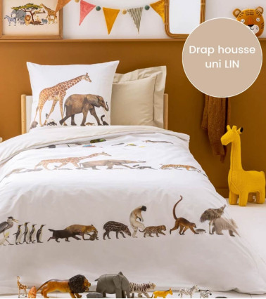 Housse de couette percale Noé pour enfant fille ou garçon