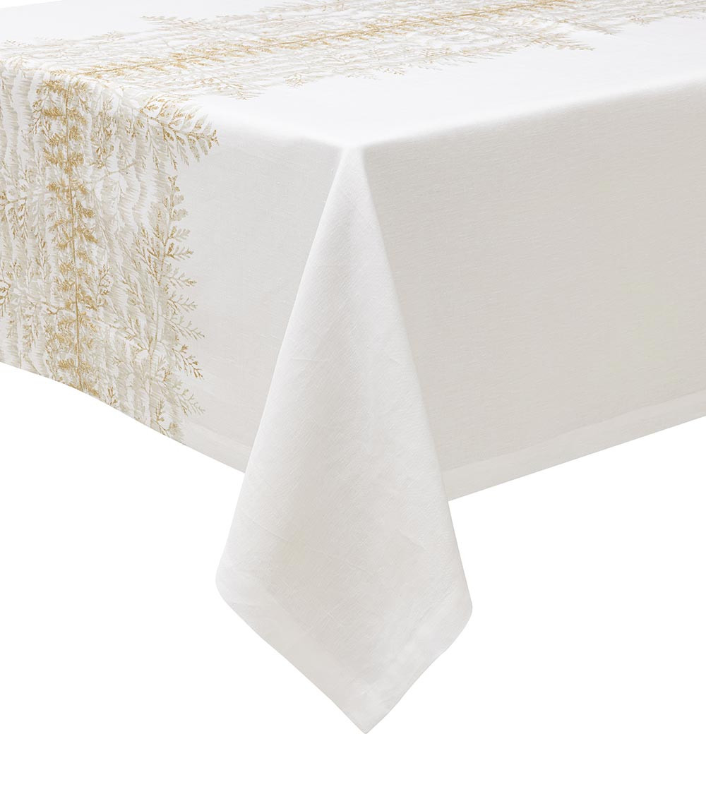 Nappe de réception en lin brodée Fossile fabrication Française