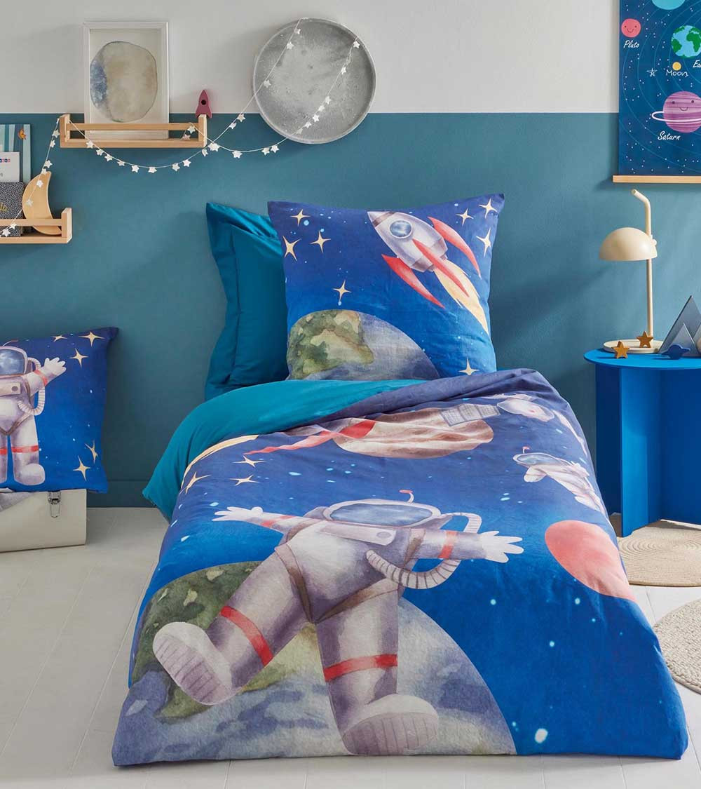 Taie d'oreiller percale Thomas, parure de lit enfant