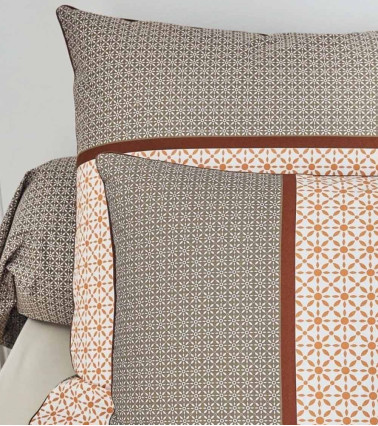 Taie d'oreiller percale de coton GABIN ÉPICE, fabriquée en France