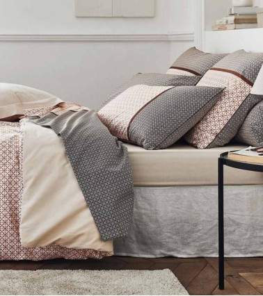 Taie d'oreiller percale de coton GABIN ÉPICE, fabriquée en France