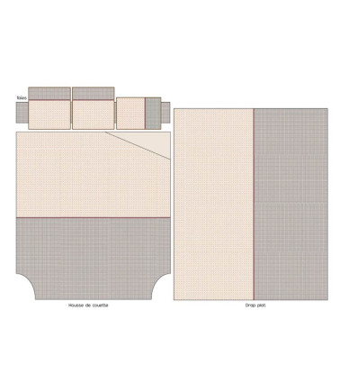 Taie de traversin percale de coton GABIN ÉPICE, fabrication Française