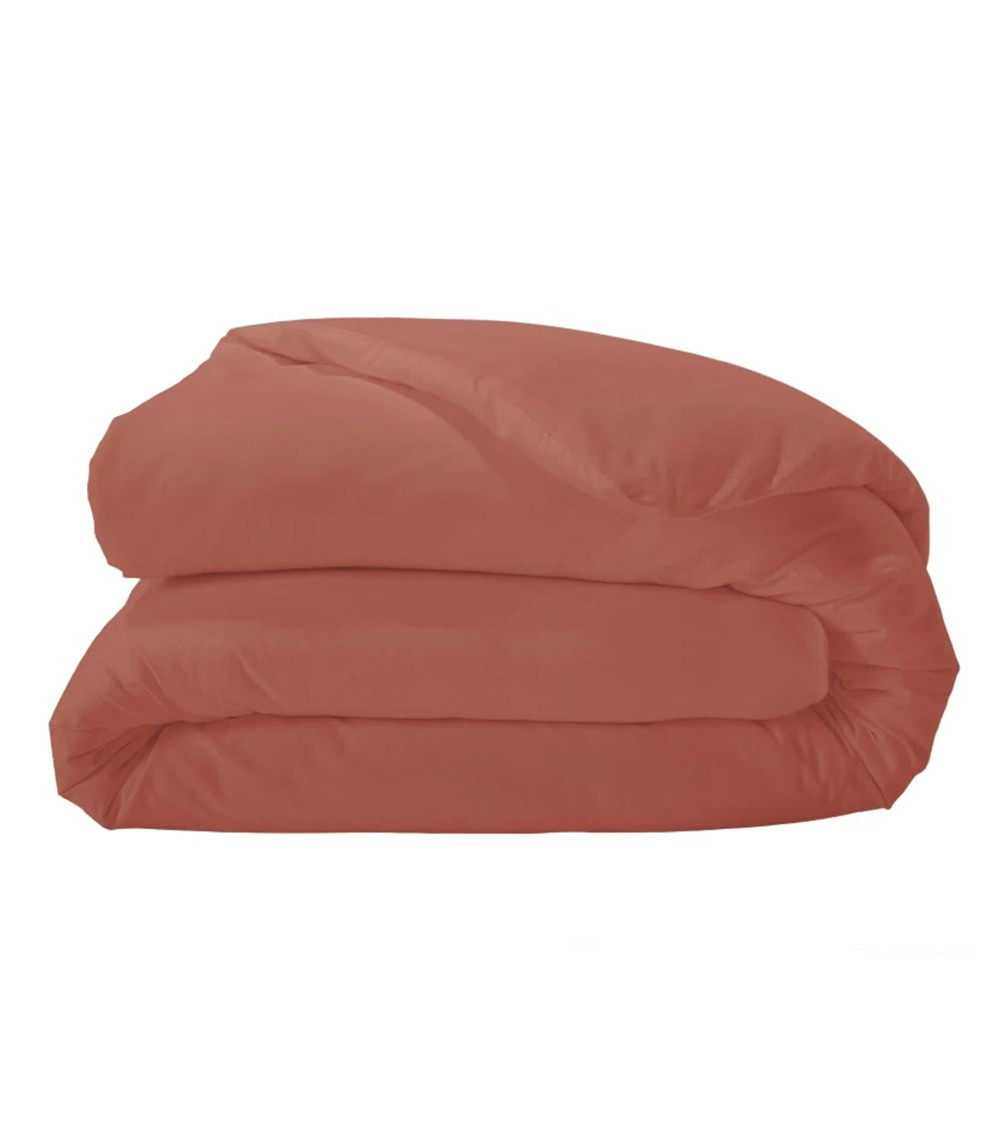 Housse de couette unie percale de coton ACAJOU