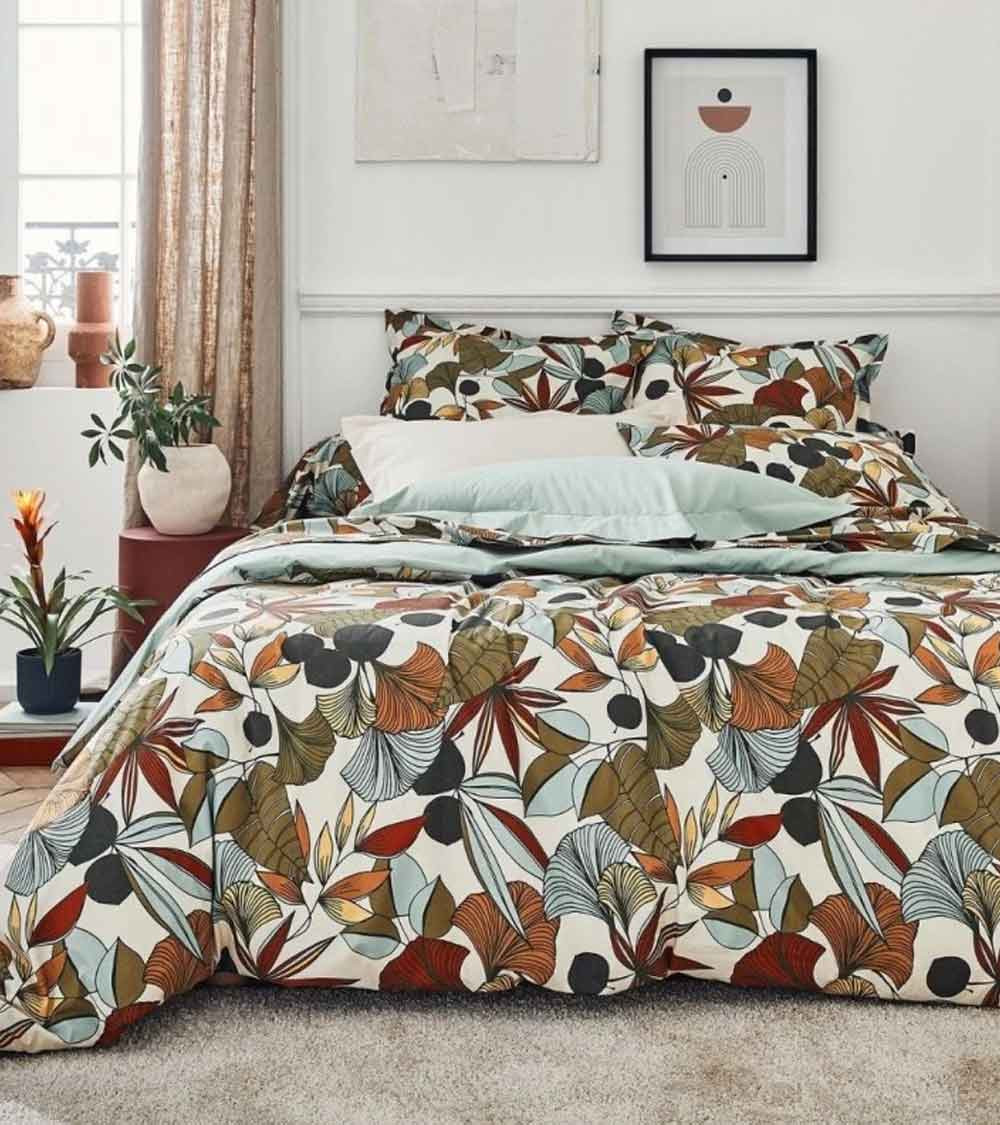 Taie d'oreiller percale CASCADE SAUGE, Easy Care, OEKO-TEX, France
