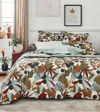 Taie d'oreiller percale CASCADE SAUGE, Easy Care, OEKO-TEX, France