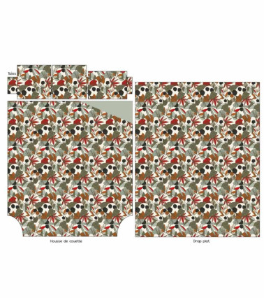Taie d'oreiller percale CASCADE SAUGE, Easy Care, OEKO-TEX, France