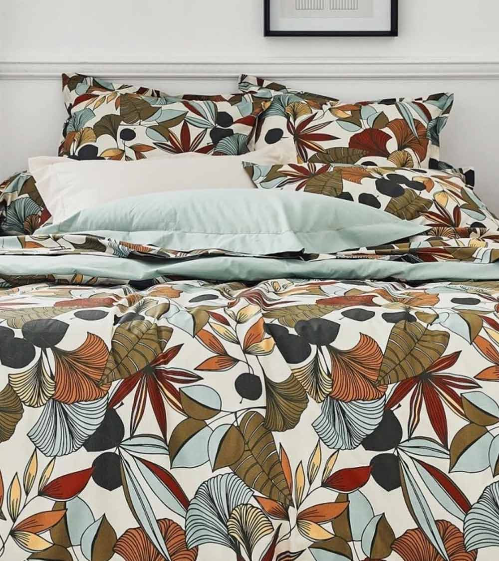 Taie d'oreiller percale CASCADE SAUGE, Easy Care, OEKO-TEX, France