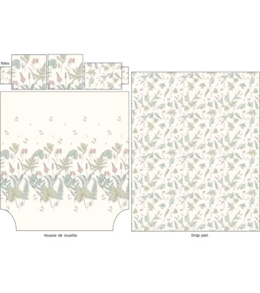 Housse de couette percale de coton FÉÉRIE SAUGE