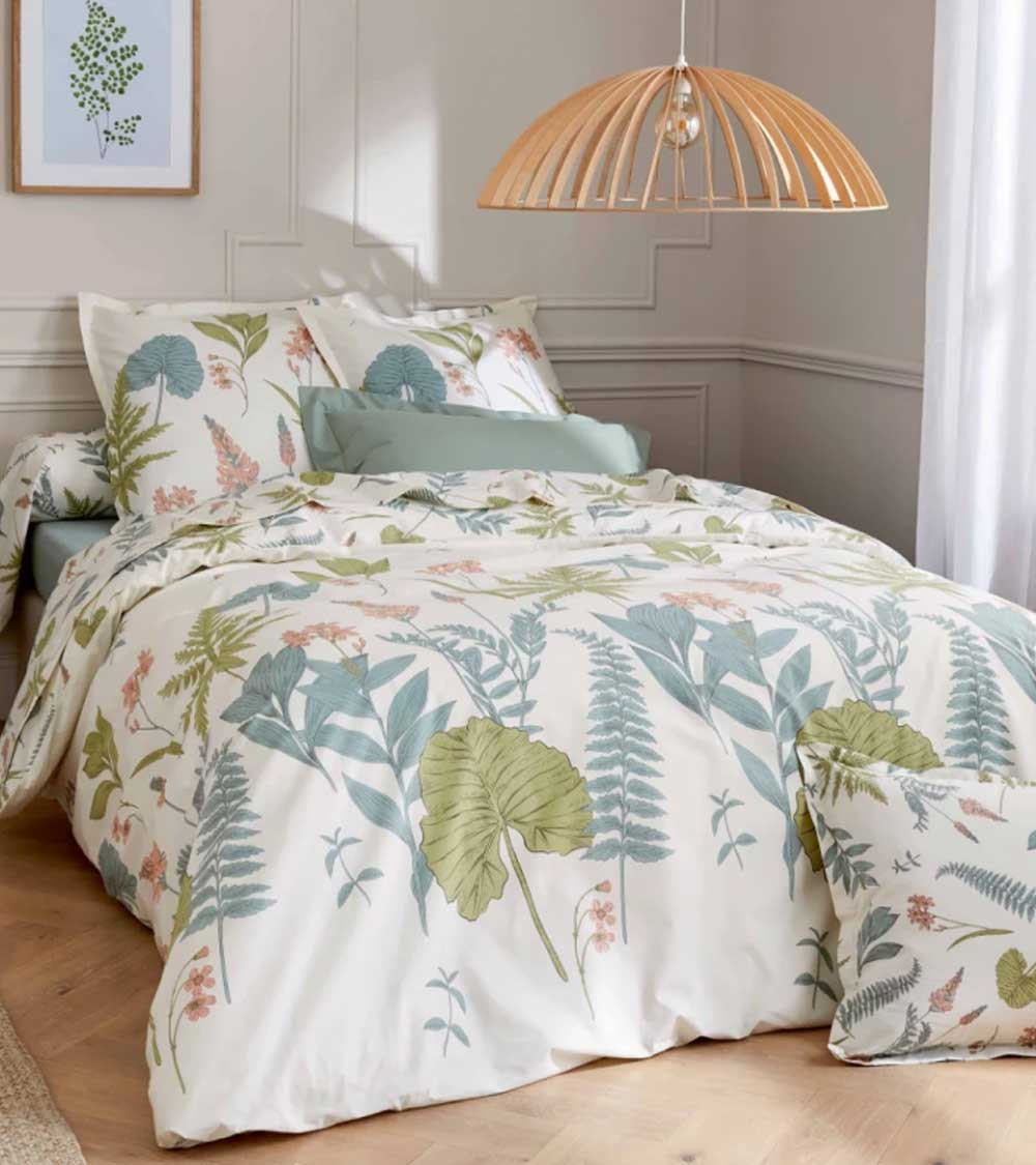 Drap de lit percale FÉÉRIE SAUGE