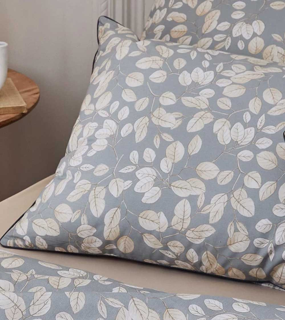 Housse de couette percale de coton LISON GRIS