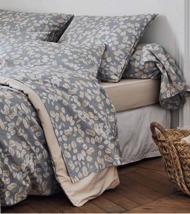 Housse de couette percale de coton LISON GRIS