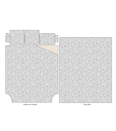 Housse de couette percale de coton LISON GRIS