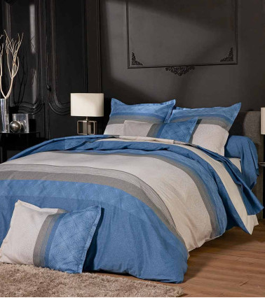 Housse de couette satin de coton TIAGO INDIGO