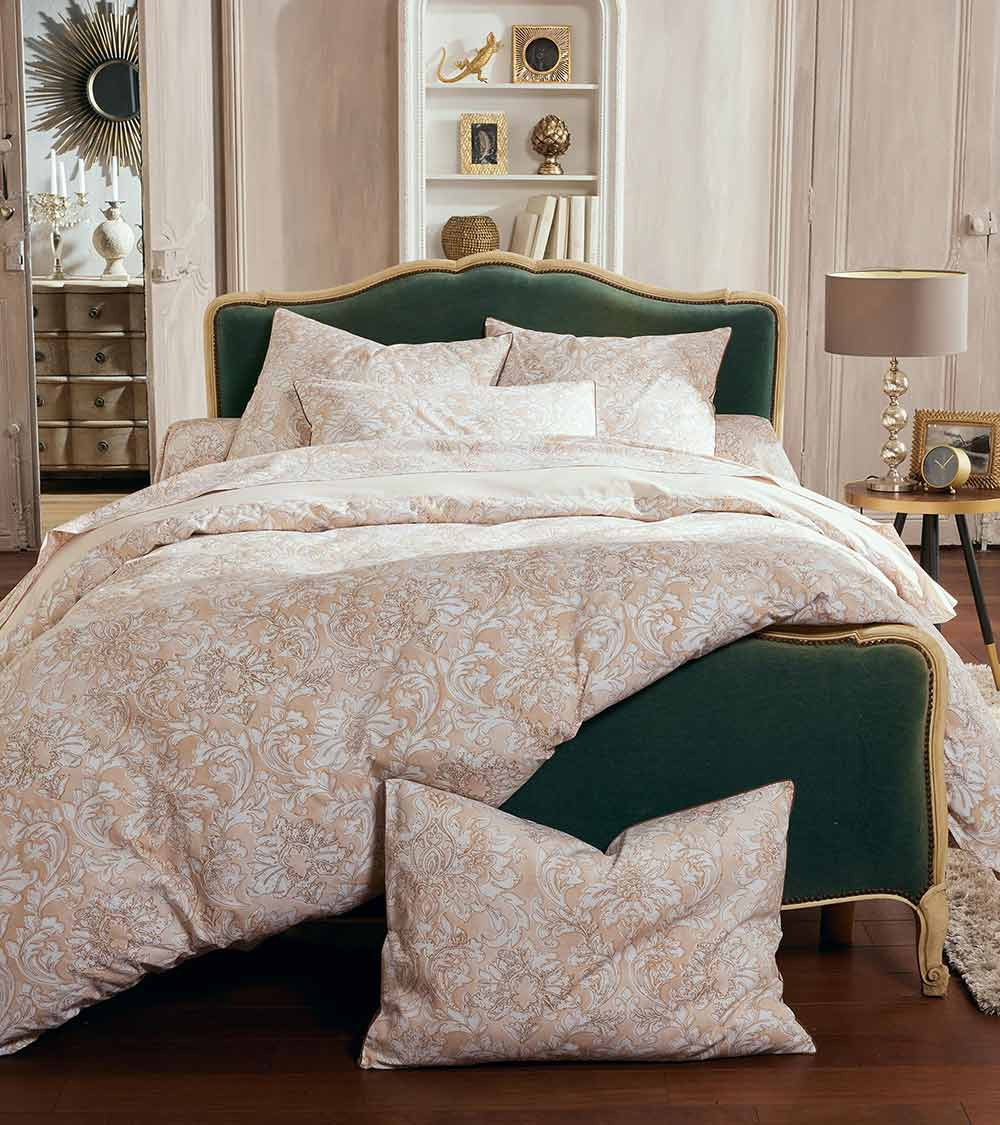 Taie d'oreiller percale de coton PALAZZO BEIGE