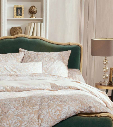 Taie d'oreiller percale de coton PALAZZO BEIGE