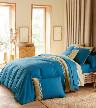 Drap de lit percale de coton LINO COBALT