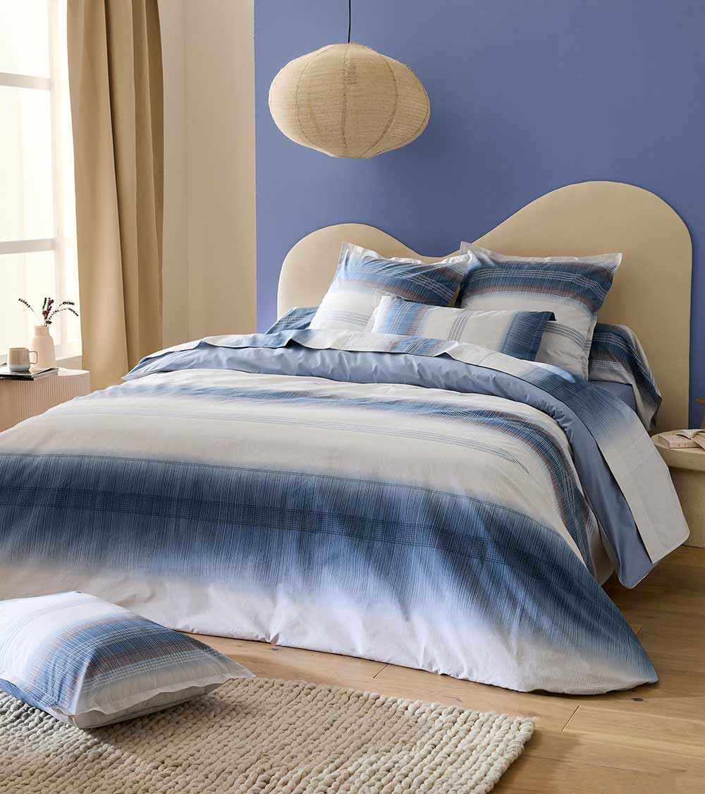 Taie de traversin percale ESTEBAN BLEU