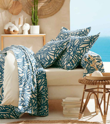 Taie de traversin coton SÉRÉNA BLUE