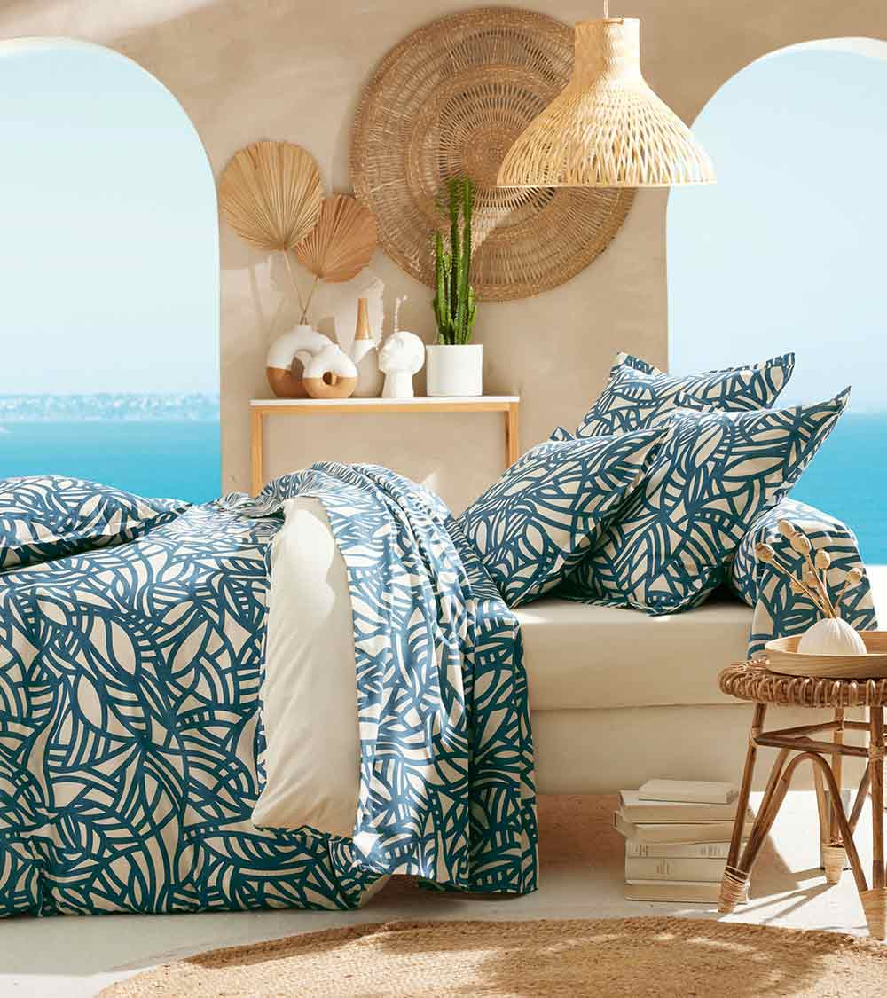 Taie de traversin coton SÉRÉNA BLUE