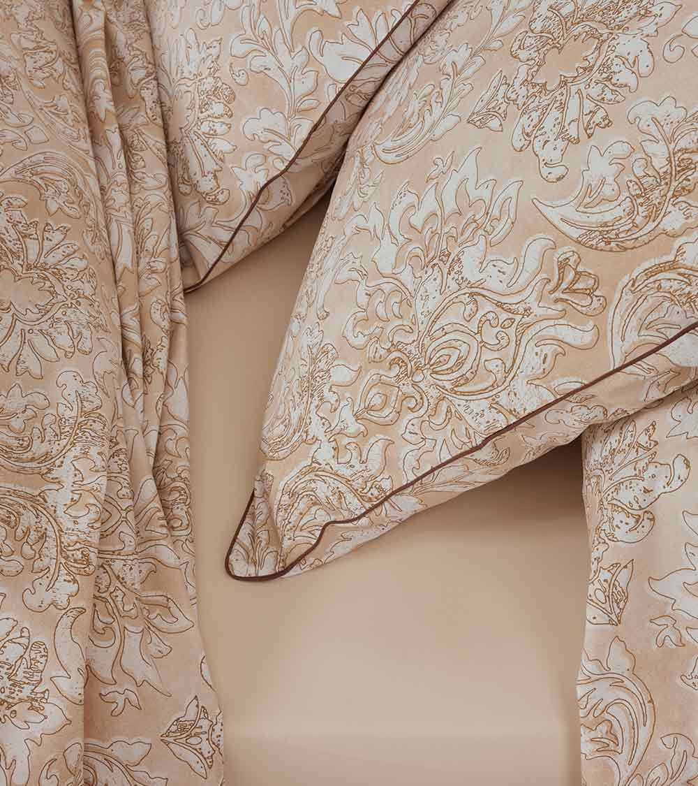 Taie d'oreiller percale de coton PALAZZO BEIGE