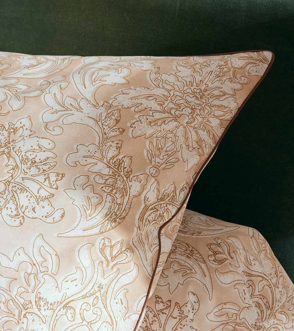 Taie d'oreiller percale de coton PALAZZO BEIGE