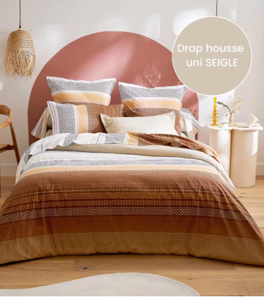 Drap de lit coton NIAGARA CHATAIGNE