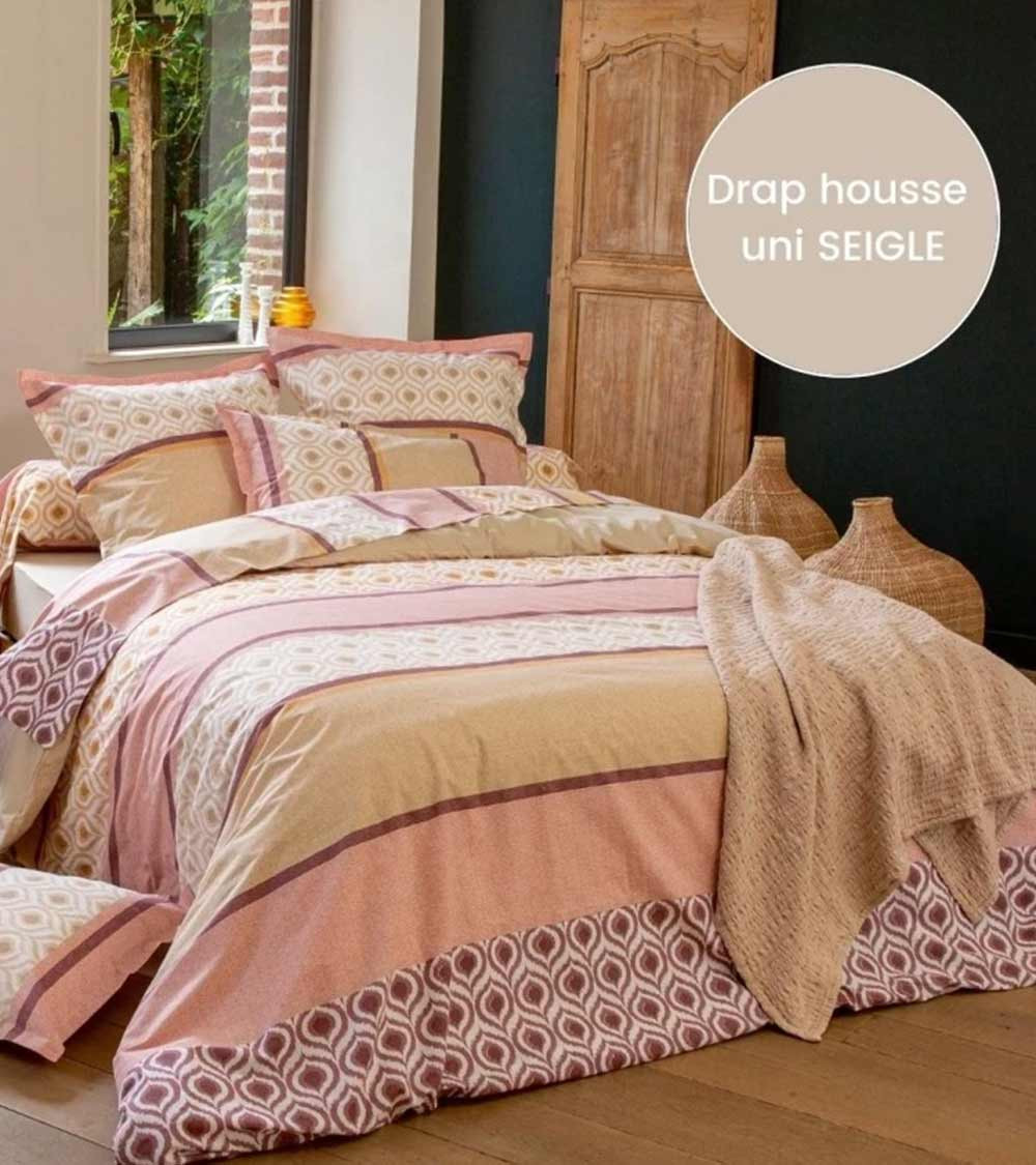 Drap de lit coton INOUK ROSE