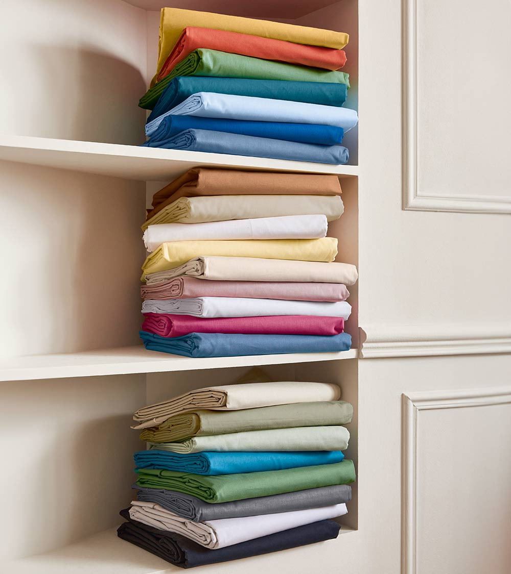 Drap de lit uni coton MAGENTA